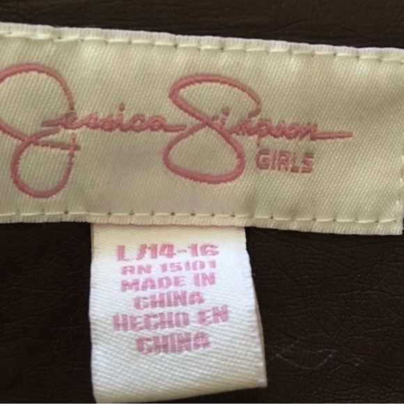 Jessica Simpson Brown Collared Girls Leather Jacket - Picture 9 of 11